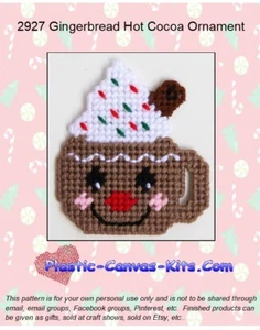 Adorno de Navidad de pan de jengibre caliente cacao - patrón o kit de lona de plástico - Imagen 1 de 1