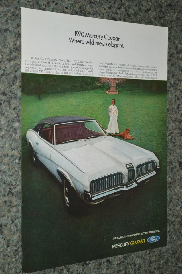 Mercury Cougar XR7 1970 anuncio original impreso anuncio 70 289 blanco XR-7 Foto 1 de 1