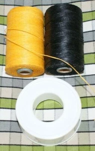 Bagpipe Hemp Black Yellow Waxed Unwaxed PTFE Tape - Picture 1 of 10