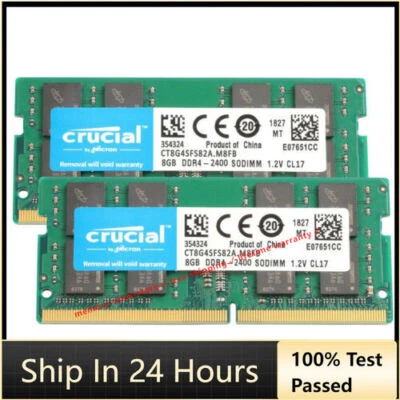CRUCIAL DDR4 8GB 2400 PC4-19200 Laptop Notebook Memory RAM SODIMM 2x 8G 2400 MHZ - Image 1 of 4