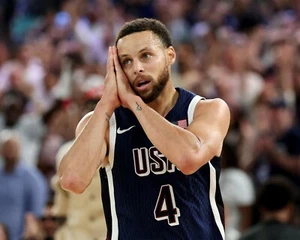 Steph Curry Sleep Gesture Paris 2024 Olympics Warriors USA 8x10 NBA Photo - Picture 1 of 1