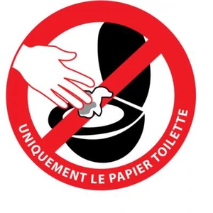 Papier toilette uniquement WC signalisation interdiction jeter autocollant stick - Bild 1 von 3