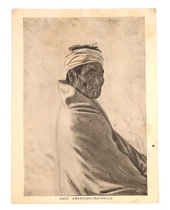 VTG Chief Geronimo Apache American Crayon Co. #3407 Beautiful Art Ephemera Rare - Picture 1 of 11