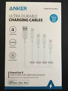 4x Anker PowerLine II USB-A-Lightning Charging Cable Ultra Durable MFi-Certified - Picture 1 of 10