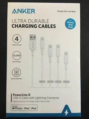 4x Anker PowerLine II USB-A-Lightning Charging Cable Ultra Durable MFi-Certified - Image 1 of 4