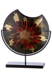 44661 Jarrón GlasArt estampado floral Dorè multicolor altura 37 cm ancho 32 cm profundidad 9 cm - Imagen 1 de 2