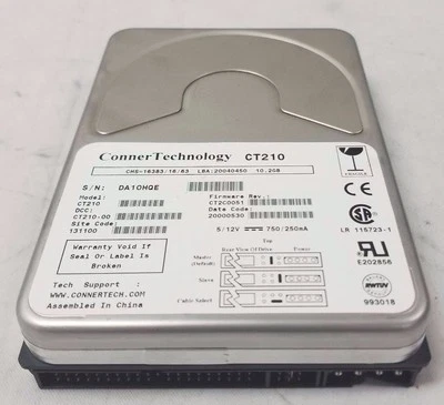 Conner Technology 10.2GB IDE 3.5 Hard Drive 5400RPM 131100 CT2C0051 CT210 - Image 1 of 2