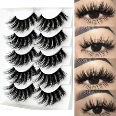 5 Pair 3D Mink False Eyelashes Wispy Cross Long Thick Soft Fake Eye Lashes  - Image 1 of 4
