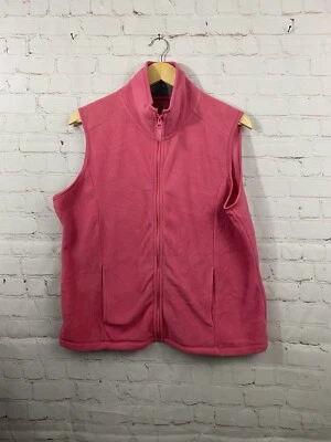 SJB Active Fleece Vest Womens Size Large Pink Full Front Zip Barbiecore Soft Top - Image 1 of 4