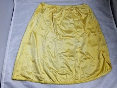 Vanity Fair 复古 20 世纪 80 年代黄色半懒人裙侧开衩 Rockabilly Pinup S 18 — 第 1/4 张图片