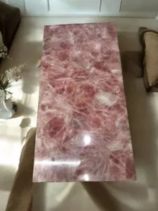 48"x24" Pink Rose Quartz Stone Dining Table Crystal Healing Gemstone Furniture - Picture 1 of 6