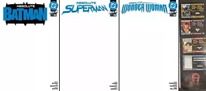 Absolute Batman #1 / Wonder Woman #1 / Superman #1 / all Blank Covers + ID Cards - Picture 1 of 6