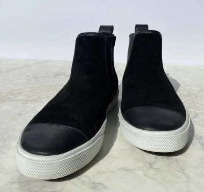 Jimmy Choo Black High Top Leather & Suede Pull on Sneakers  36/6 - Image 1 of 4