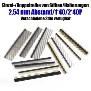 2,54mm Pitch Einzel / Doppelreihe Stiftleiste Buchse Verschiedene Ausführungen - Picture 1 of 26