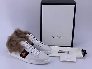Neu Original GUCCI Herren Sneakers ACE m Pelz 496093 -Gr-UK-10 /EU-44 / US-11 - Picture 1 of 12