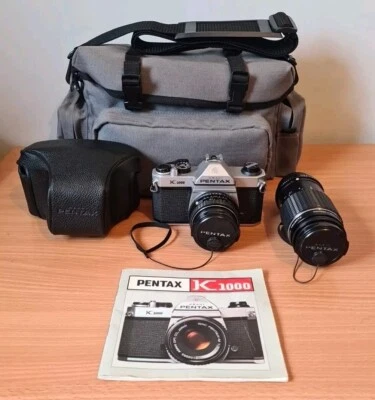 Pentax K1000 35mm SLR Film Camera, SMC Pentax-M 50mm & 75-150mm Lens Part Tested - Image 1 of 4