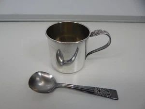 1881 Rogers Silver P. Baby Cup ca 1910 With Community Silver Spoon - Picture 1 of 13