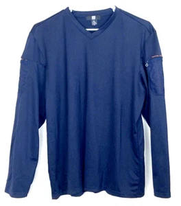 Camisa elástica de nailon azul manga larga XXL Marithe Francois Girbaud para hombre con cuello en V - Imagen 1 de 7