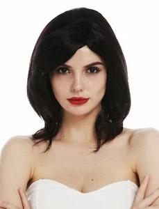 Ladies' Wig Woman Black Red Streaks Smooth Voluminous - Picture 1 of 7