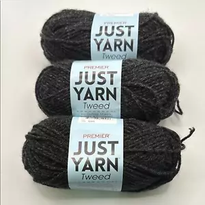 NWT Premier Just Yarn Tweed Charcoal Set Of 3 98 Yards - Picture 1 of 5