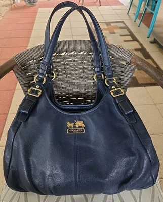 Bolso de Hombro Coach Hobo Madison Maggie De Colección Cuero Azul Marino Suave Y2K 16503 Foto 1 de 4