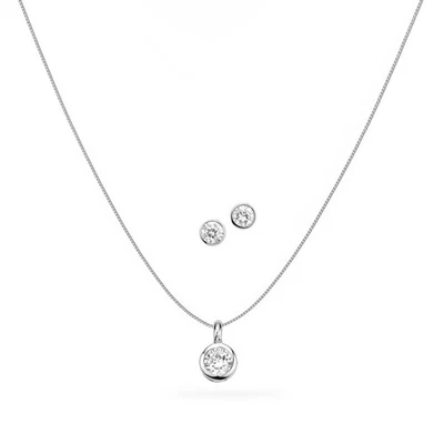 Schmuckset Solitär 925/- Sterlingsilber rhodiniert - Bild 1 von 2