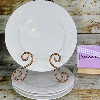 Juego de 4 platos de cena Farberware ALSACE 4242 hojas blancas con borde en relieve Foto 1 de 4