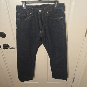 Jeans uomo Levi's 505 regular fit gamba dritta denim blu lavaggio scuro reale 34x28 - Foto 1 di 11