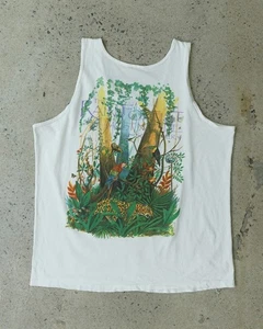 Vintage Rainforest Cafe Florida 1992 Nature Animals 90s White Tank Top - Large - Picture 1 of 8