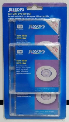 JESSOPS 8cm MINI DVD+RW X3 Rewritable Disks Mini-Disks 1.4gb +30 Min NEW Sealed - Image 1 of 2