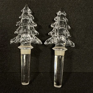 Mikasa Crystal Glass Christmas Tree Wine Bottle Stopper Set Of 2 - Picture 1 of 6