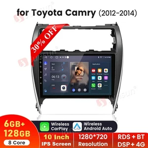 8Core 6+128GB Android 14 Carplay Stereo Radio GPS SWC For Toyota Camry 2012-2014 - Picture 1 of 19