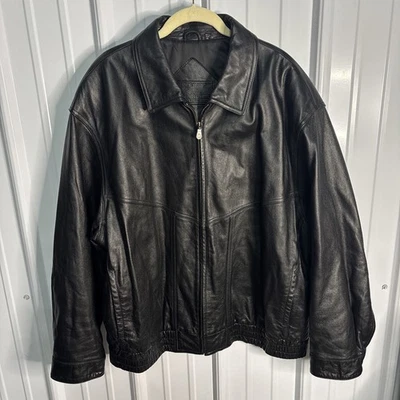 ROUNDTREE & YORKE Men's XL Black  Leather  Jacket EUC - Image 1 of 4