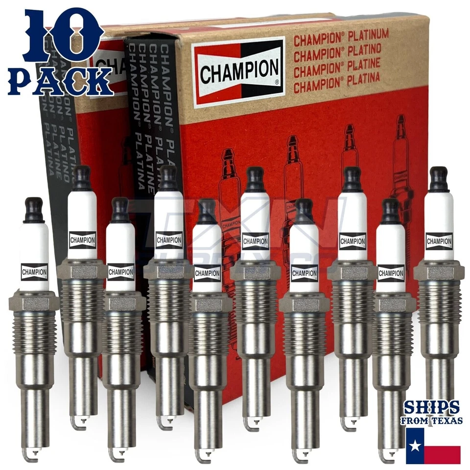 Paquete de 10 bujías Champion Platinum para Ford F-250 Super Duty 2005-2008 6,8 L Foto 1 de 3