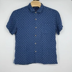 Camisa Tommy Bahama Para Hombres Manga Corta Mezcla Seda Azul Hawaiano Botón XL Playa - Imagen 1 de 9