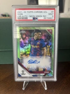 2021-22 Topps Chrome UCL Pedri Neon Green Auto Refractor /99 PSA 9 - Picture 1 of 2