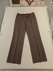 Women's Kenneth Cole Suit Set Jacket Brown Maroon Plaid Dress Pants Size 6 - Picture 1 of 10