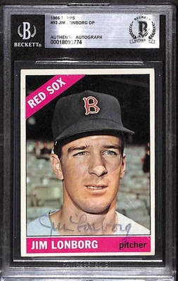 1966 Topps 93 Jim Lonborg DP BGS Autografiado BAS Auténtico C99590 Foto 1 de 3