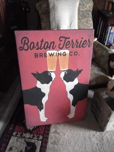 Boston Terrier Brewing Co. Large Canvas Print Stretched 36x24 - Picture 1 of 4