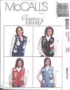 8484 UNCUT McCalls SEWING Pattern Lined Vest Waistcoat Applique Creative Clothes - Picture 1 of 2