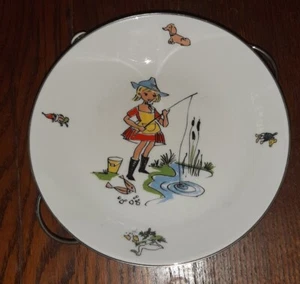 Piatto scaldapappa Scaldino Cm. 19 Vintage Ceramica acciaio a specchio Ottimo - Foto 1 di 4