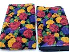 2 Scrap Pieces Colorful Floral Corduroy Fabric Each 94" Long, Varying Widths