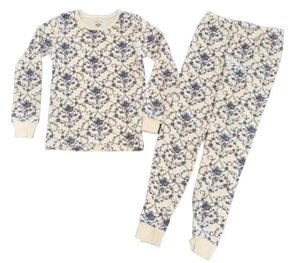 Janie & Jack White Blue Cotton Floral Pattern Pajamas Long Sleeve Size 8 - Picture 1 of 5