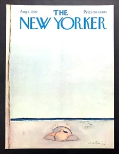 New Yorker Magazine COVER ONLY August 1 1970 Man Lying on Beach Andre Francois - Picture 1 of 1
