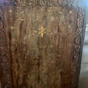 Wooden Wall Hanging Window Antique Finish Brass  Inlay 42x18 - Picture 1 of 9