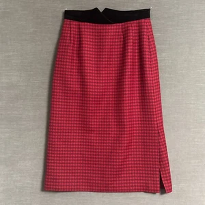 Vintage Louis Feraud Rock 10 rot schwarz Samt Hahnentritt Wolle Mohair 80er 90er - Bild 1 von 11