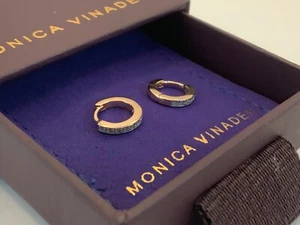 Monica Vinader Riva Diamond Mini Creolen 18k Gold Vermeil & Diamant 180£ - Bild 1 von 7