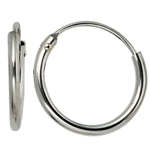 JOBO Creolen rund 585 Gold Weißgold Ohrringe Weißgoldohrringe Weißgoldcreolen - Picture 1 of 2