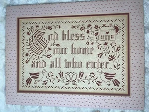 VTG 80's Folk Art Scherenschnitte Design With Scissor “God Bless Our Home…” NICE - Picture 1 of 11