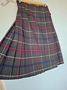 Vintage KILT by Peals 70s - 80s Grey Tartan 100% Wool Made in Scotland Skirt VGC - Picture 1 of 9